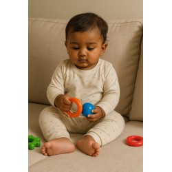 Grey Dots Pyjama Neck (6-12M) | Soft & Playful Baby Wear | TJ The Family Closet