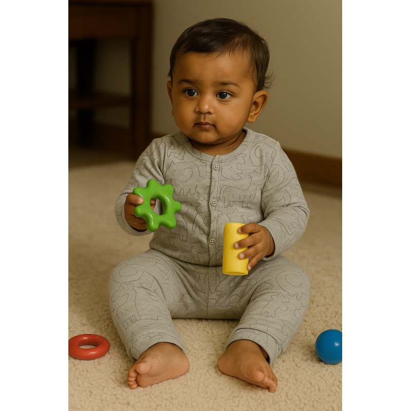 Infants Pyjama Set (Grey) (3-6M & 6-12M) | Soft & Comfortable Baby Wear | TJ The Family Closet