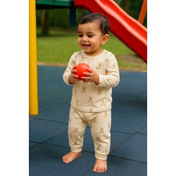 Brown Teddy Pyjama Neck (6-12M) | Soft & Cozy Baby Wear | TJ The Family Closet