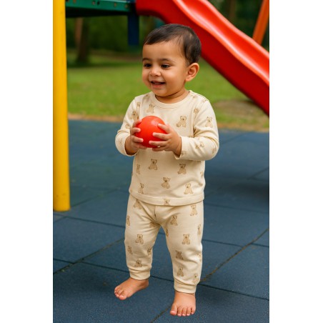 Brown Teddy Pyjama Neck (6-12M) | Soft & Cozy Baby Wear | TJ The Family Closet