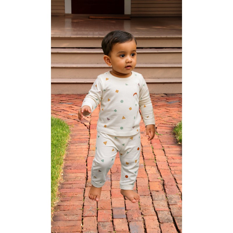 White Geometric Pyjama Neck (6-12M) | Soft & Stylish Baby Wear | TJ The Family Closet White Geometric Pyjama Neck (6-12M) | Soft & Stylish Baby Wear | TJ The Family Closet