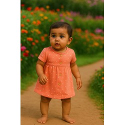 Peach Infant Frock (0-3M & 3-6M) | Soft & Stylish Baby Dress | TJ The Family Closet