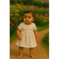 White Infant Frock (0-3M & 3-6M) | Soft Cotton Baby Dress | TJ The Family Closet