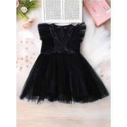 Black V Neck Frill Frock (2-3Y & 3-4Y) | Stylish & Comfortable | TJ The Family Closet