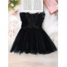 Black V Neck Frill Frock (2-3Y & 3-4Y) | Stylish & Comfortable | TJ The Family Closet