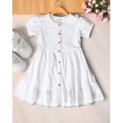 White Hakoba Frock | Elegant & Comfortable Kids Outfit | TJ The Family Closet