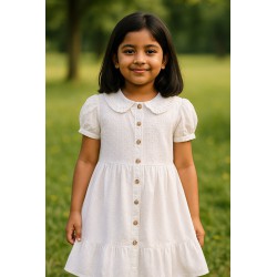 White Hakoba Frock | Elegant & Comfortable Kids Outfit | TJ The Family Closet