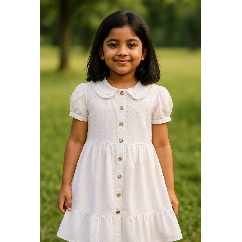 White Hakoba Frock | Elegant & Comfortable Kids Outfit | TJ The Family Closet White Hakoba Frock | Elegant & Comfortable Kids Outfit | TJ The Family Closet