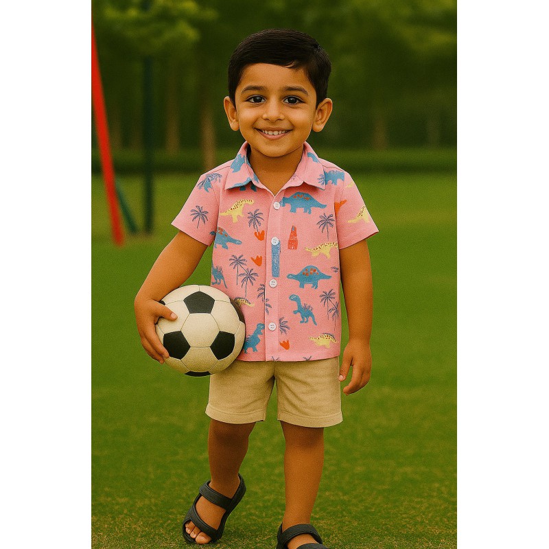 Dino Print Cotton Shirt for Boys | Fun Kidswear – TJ The Family Closet Dino Print Cotton Shirt for Boys | Fun Kidswear – TJ The Family Closet