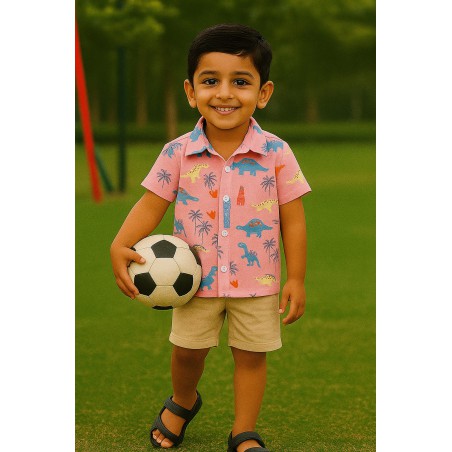 Dino Print Cotton Shirt for Boys | Fun Kidswear – TJ The Family Closet